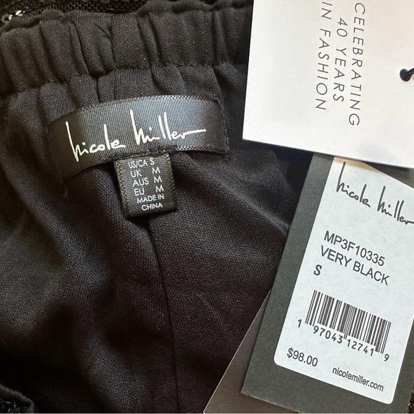 Nicole Miller straight Leg pants pull on rustic Black Sequins - Picture 3 of 4